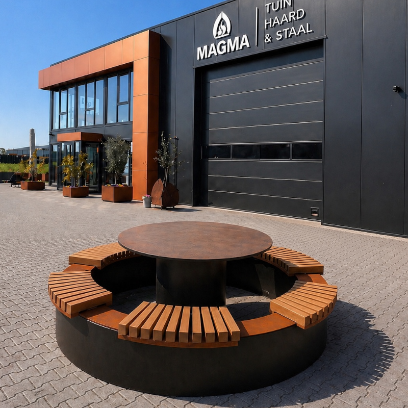 Magma Cirkel - Dé picknicktafel van cortenstaal
